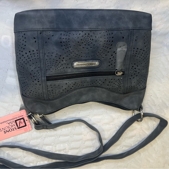 Stonemoutain Charcoal Grey Nubuck Faux Leather Irene Hobo Handbag NWT. - Picture 8 of 13
